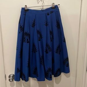 Royal blue Modcloth pleated high waisted skirt, size small